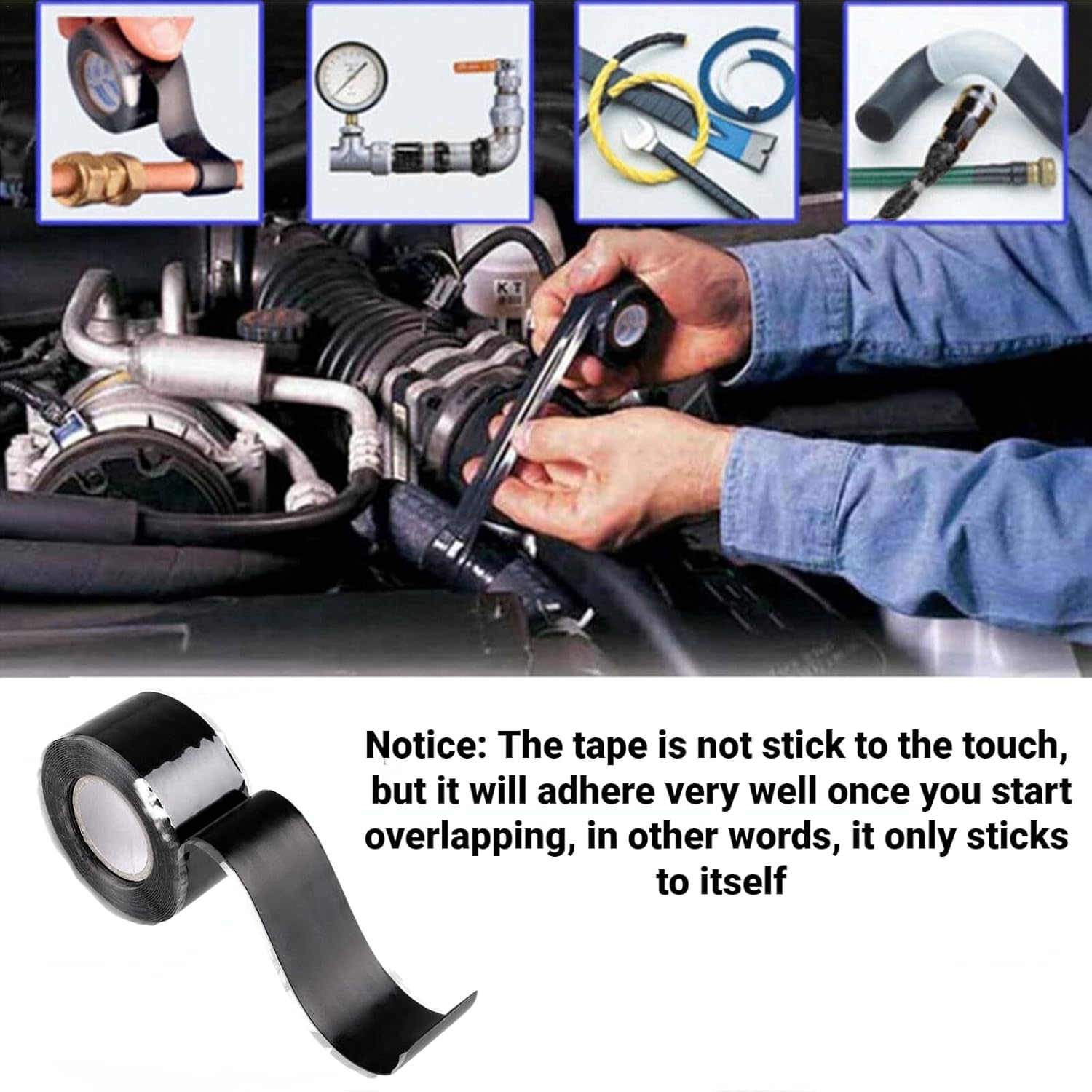 Self-Fusing Silicone Tape Black 15 x 36 - Waterproof Heat-Resistant