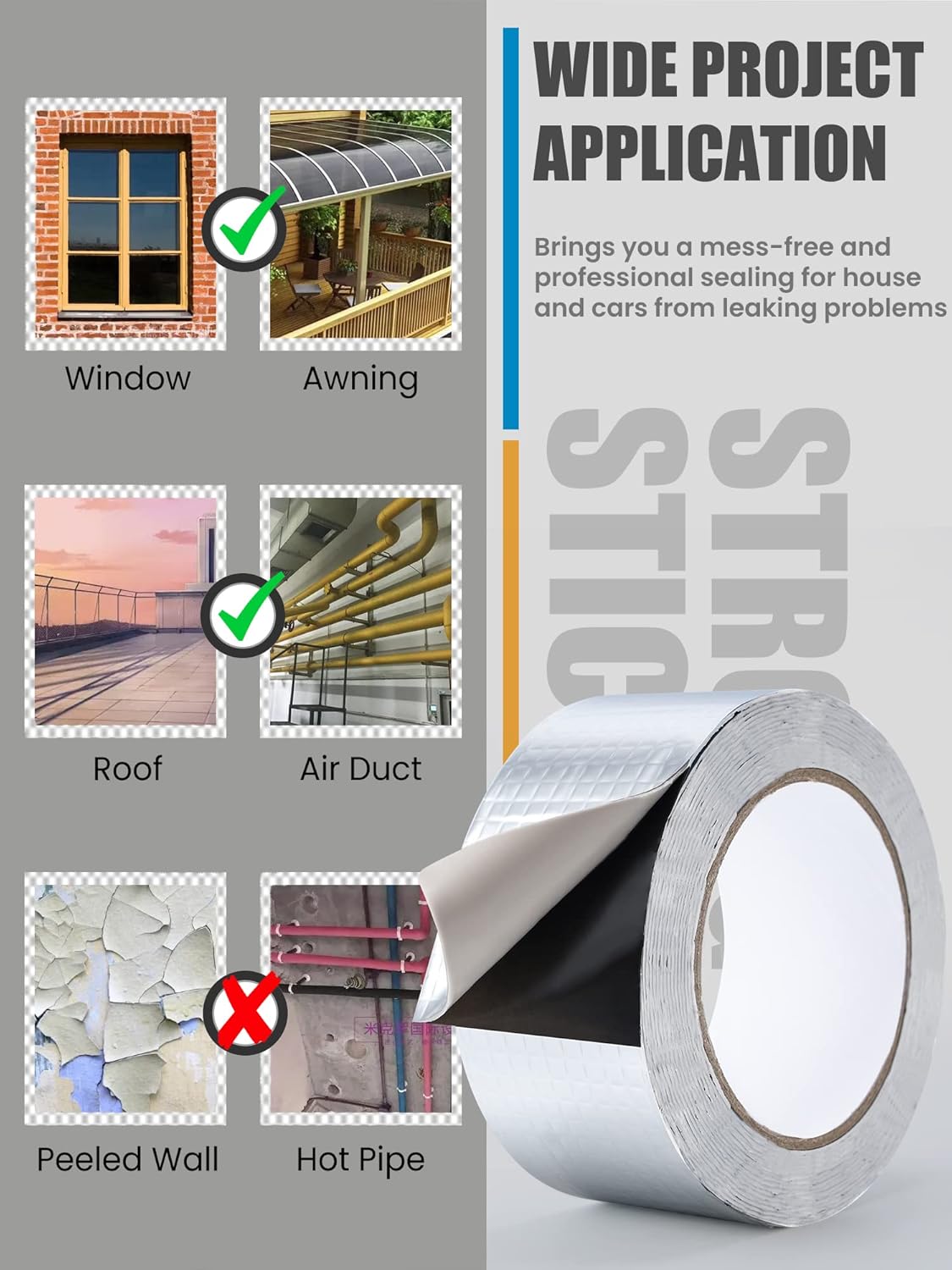 Lichamp Aluminum Butyl Tape Waterproof and Durable forRVs and Outdoors