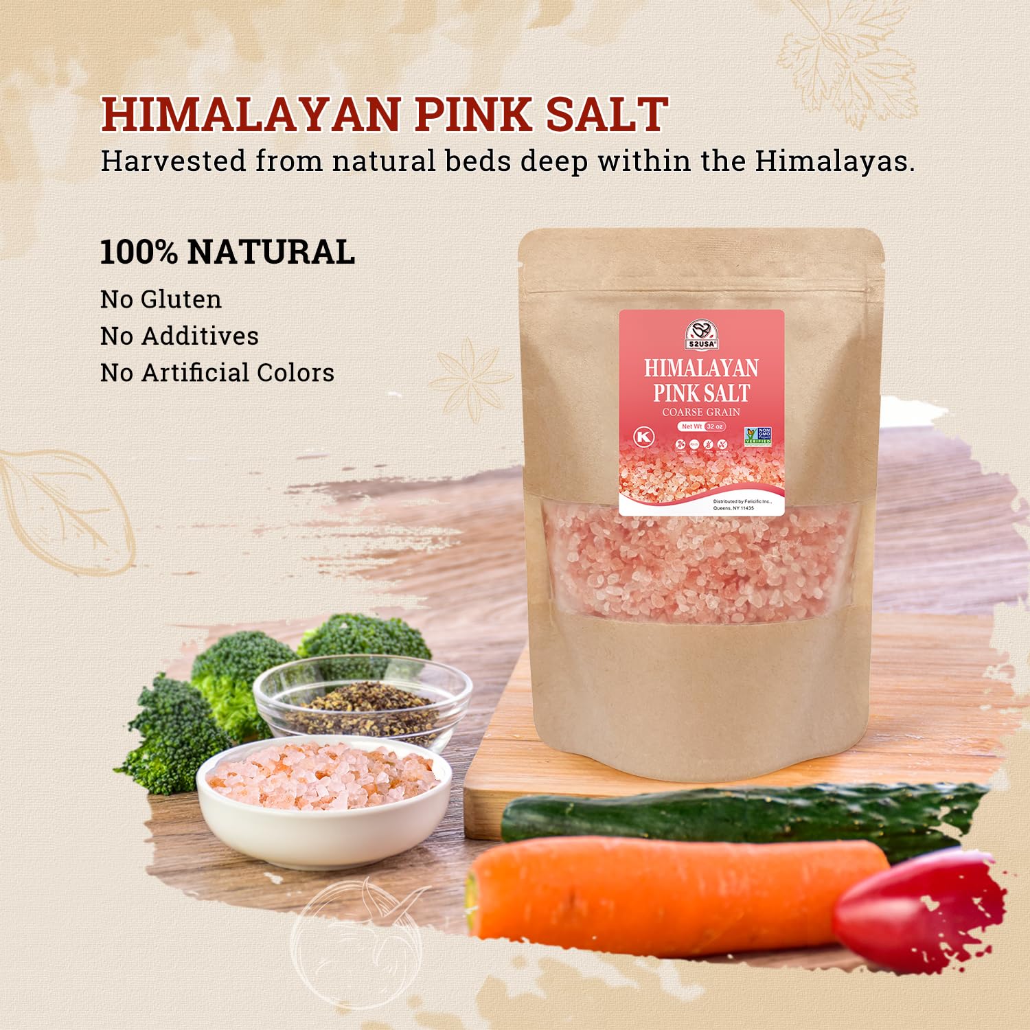 52USA Black Peppercorns Pink Himalayan Salt Set