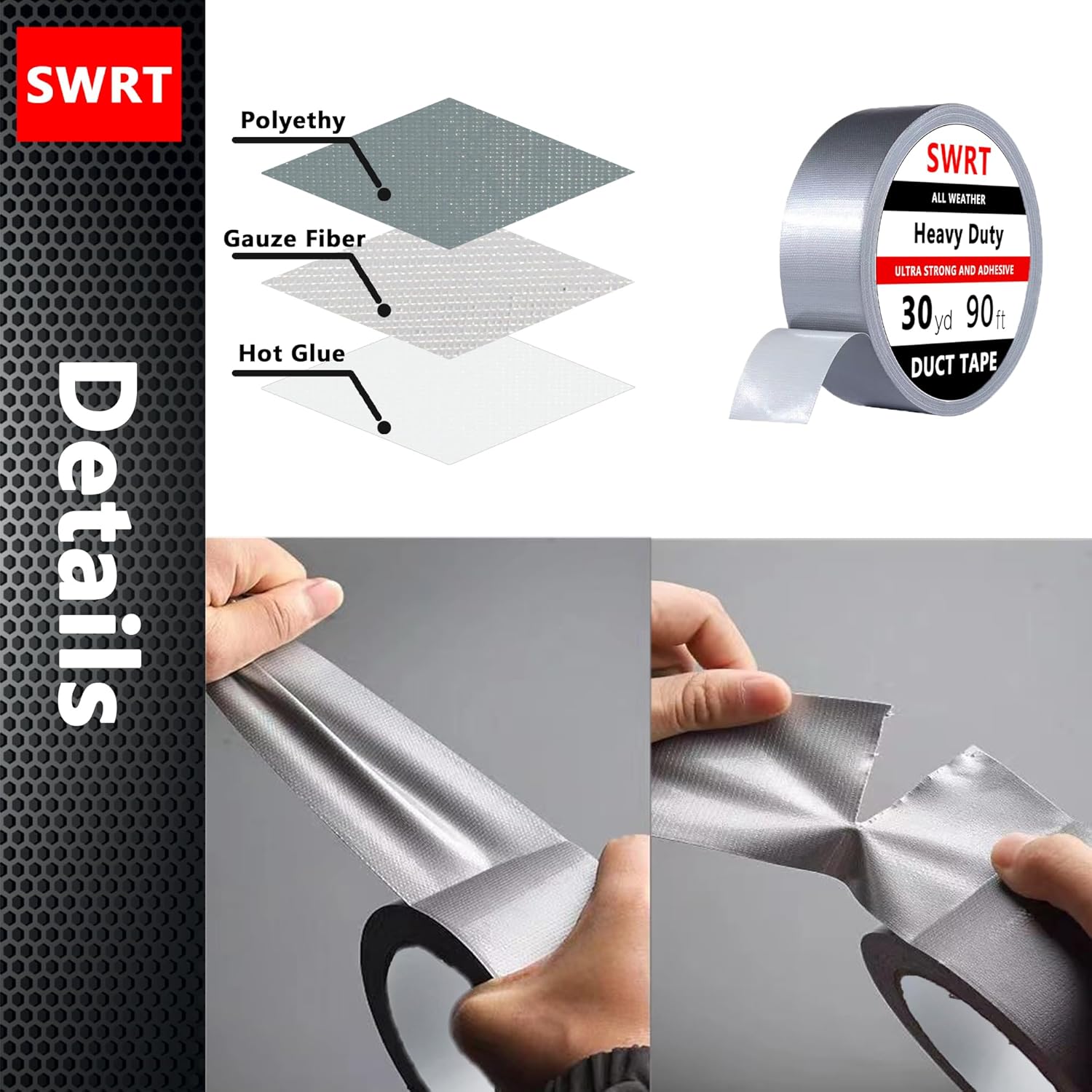5-Pack Silver Duct Tape Strong Adhesive All Weather Sealed Padded