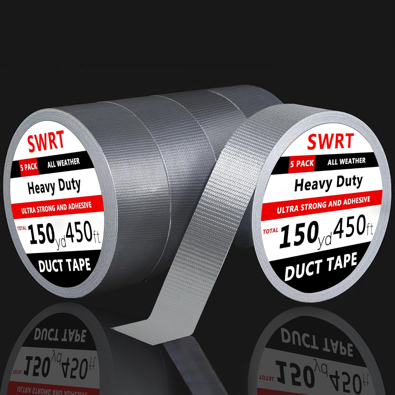 5-Pack Silver Duct Tape Strong Adhesive All Weather Sealed Padded