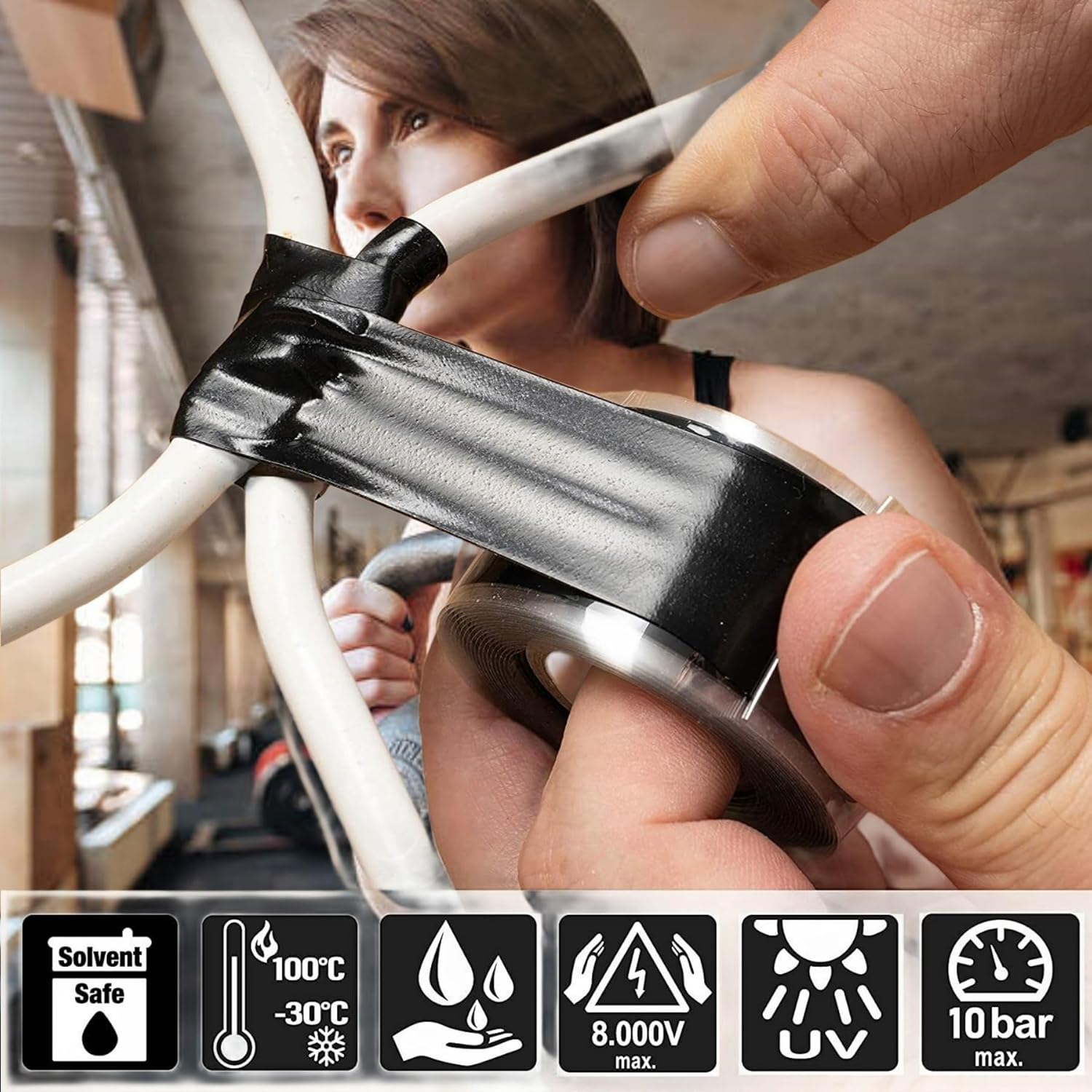 Self-Fusing Silicone Tape Black 15 x 36 - Waterproof Heat-Resistant