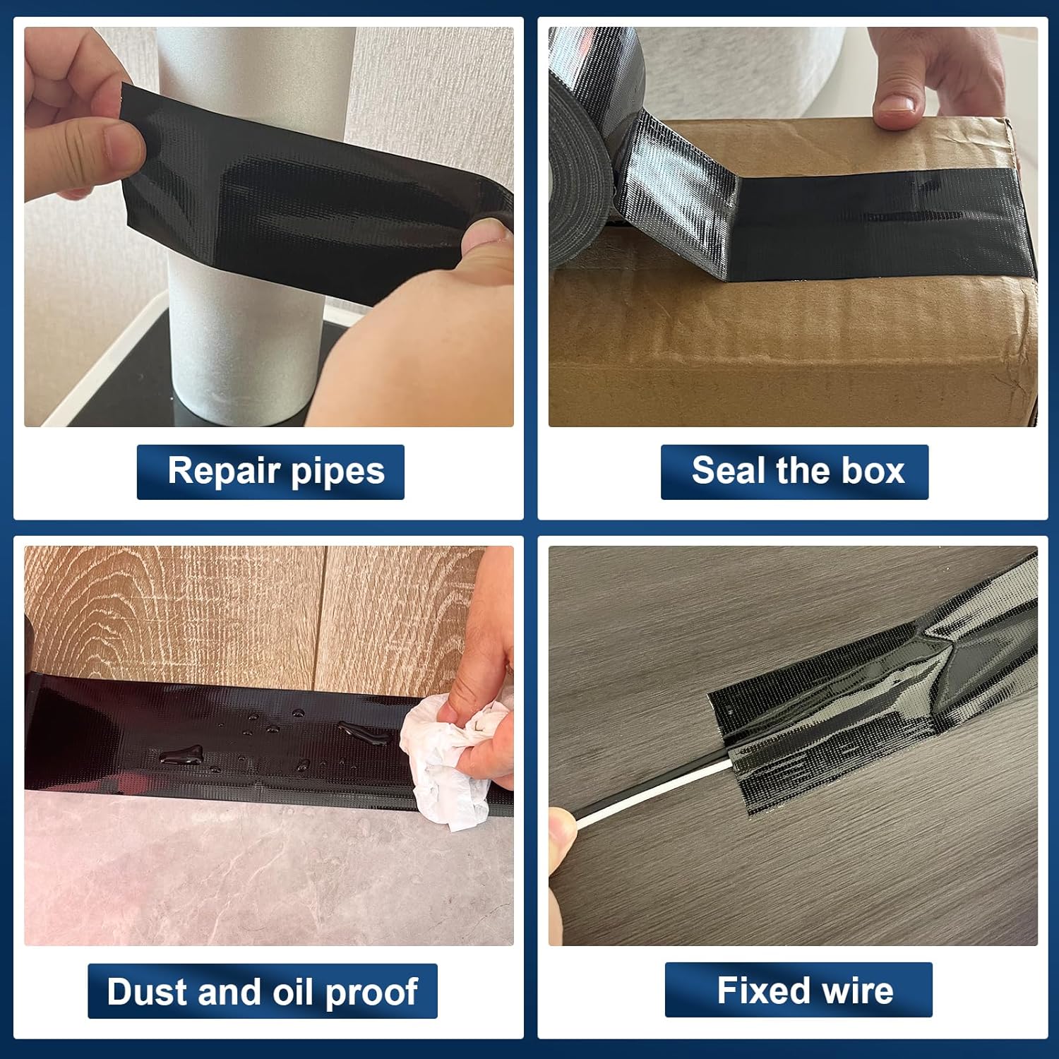 Harciety Black Duct Tape Heavy Duty