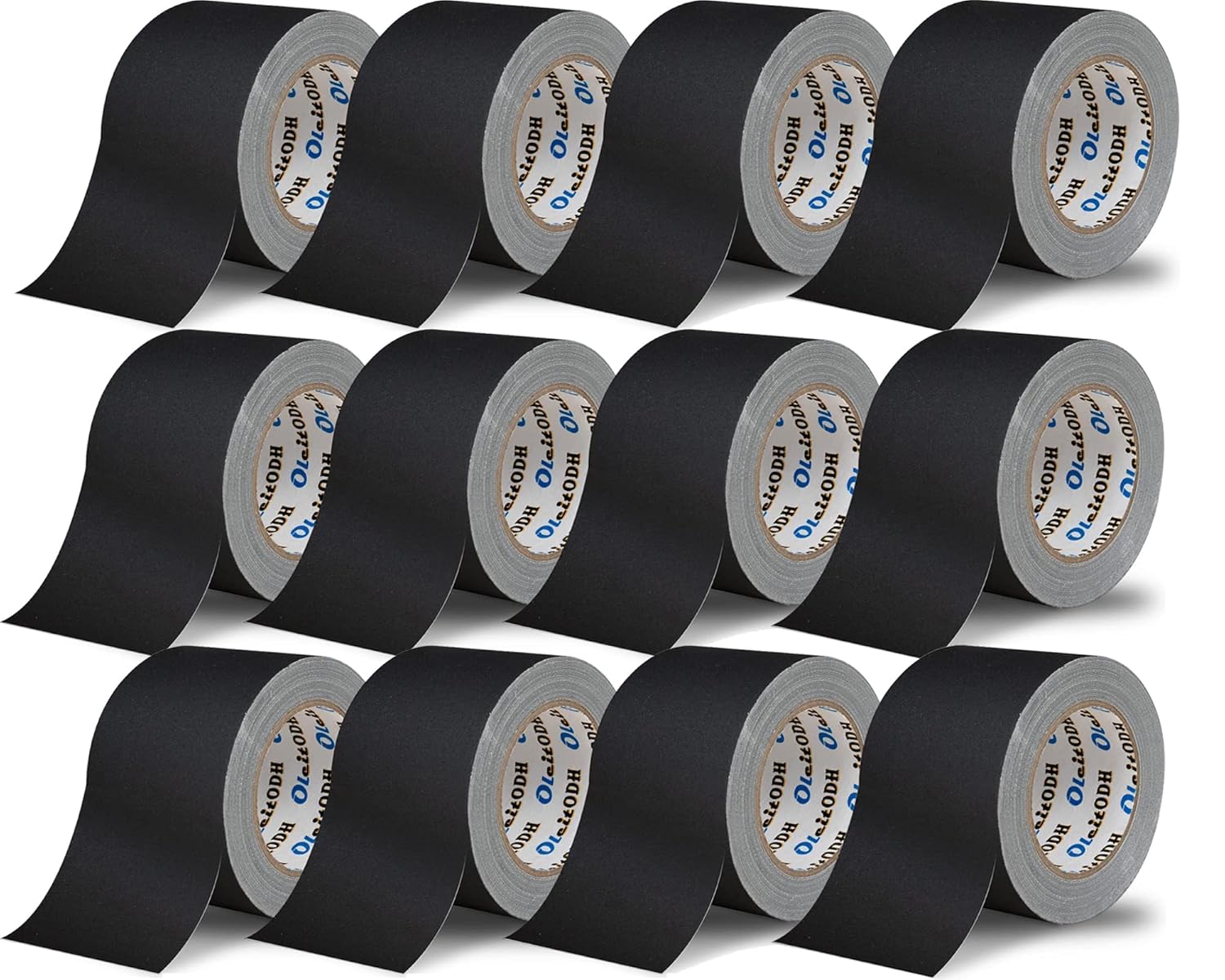 3 Inch Black Gaffers Tape 12 Roll Bulk Pack