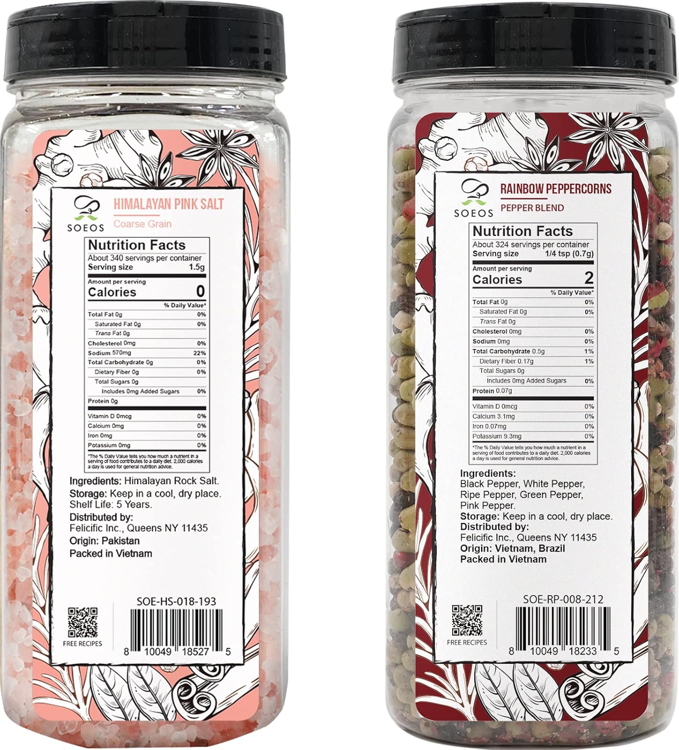 Himalayan Pink Salt Rainbow Peppercorn Refills