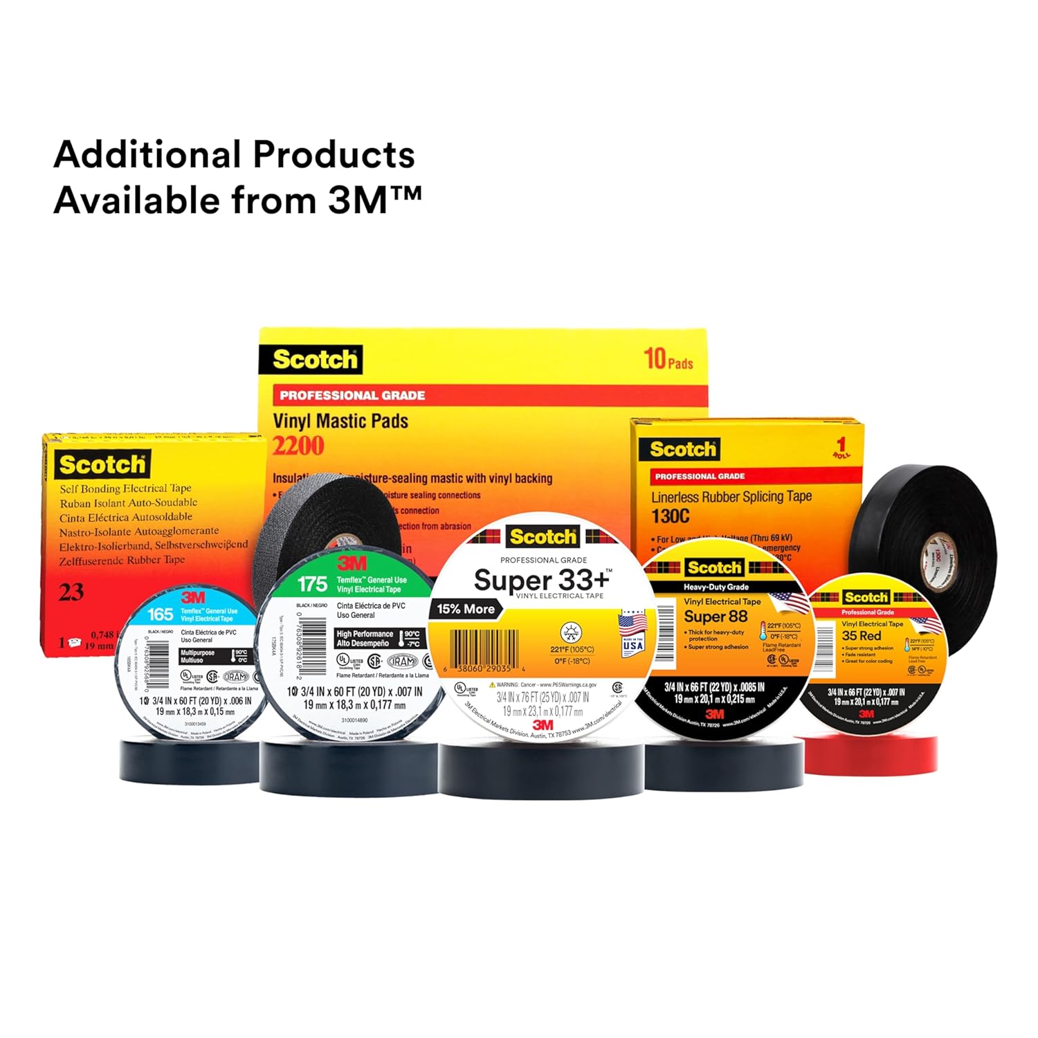 3M Scotch Vinyl Electrical Tape - Premium Heavy Duty Fire retardant and UV protected