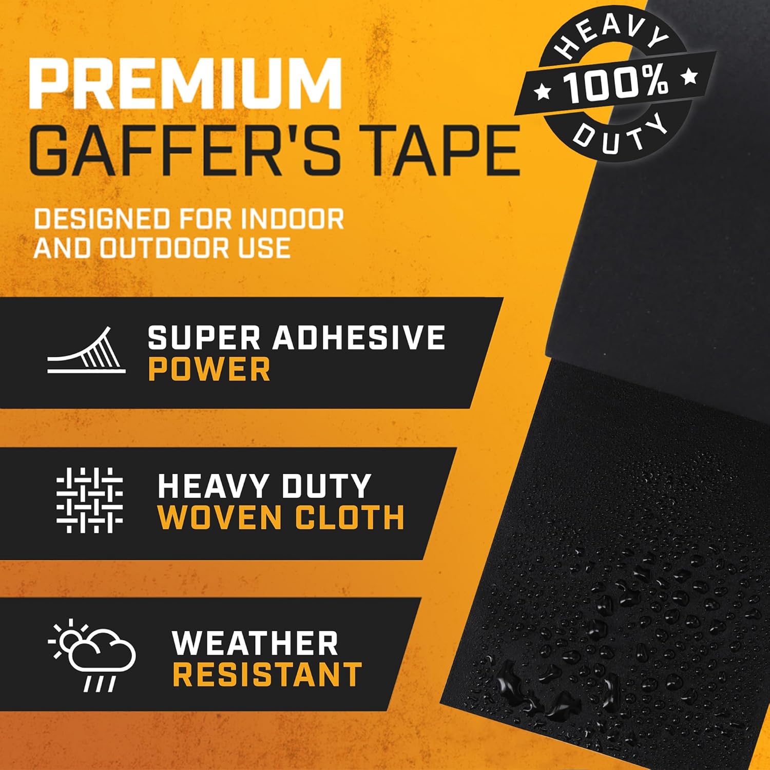 LOCKPORT BLACK GAFFERS TAPE 4IN X30YD - 2PACK PRO