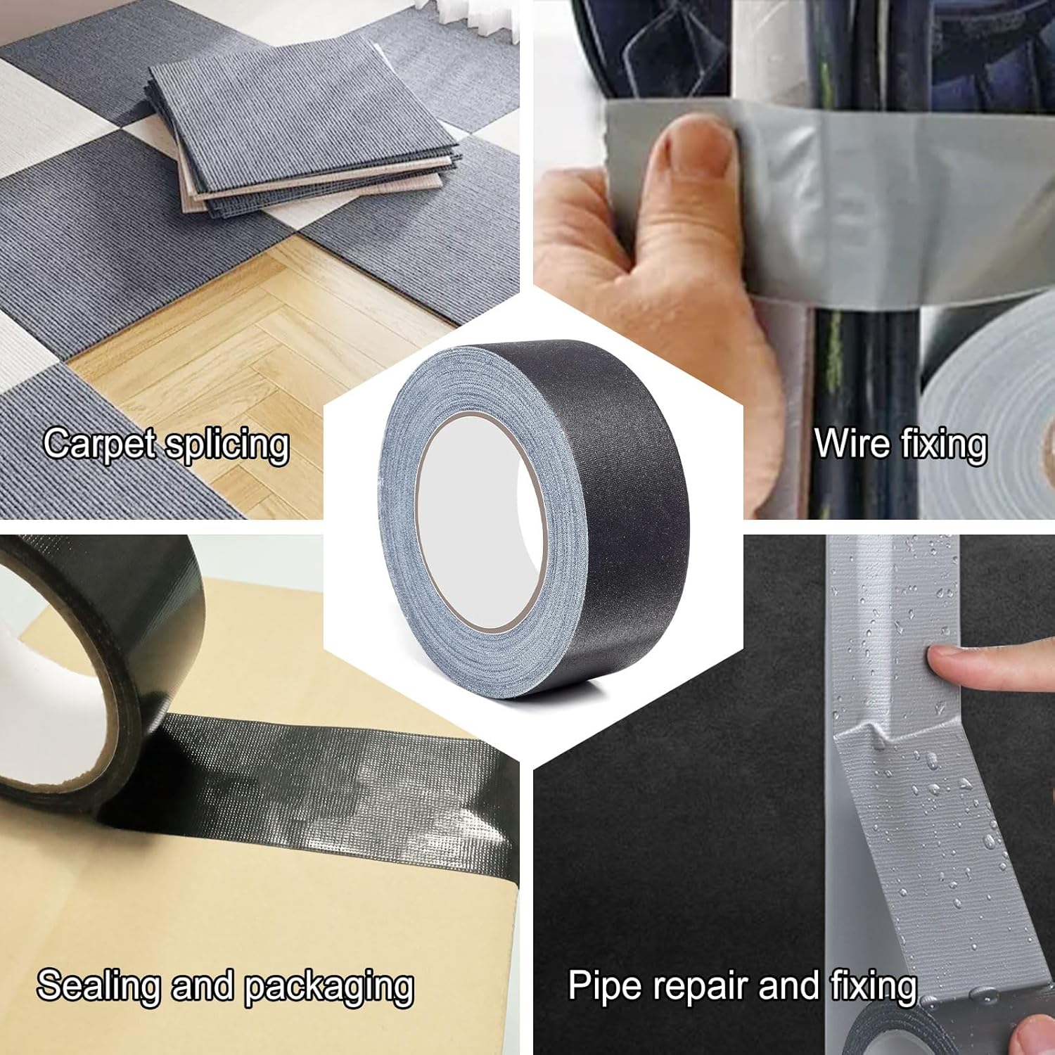 5-Pack Black Duct Tape Strong Waterproof