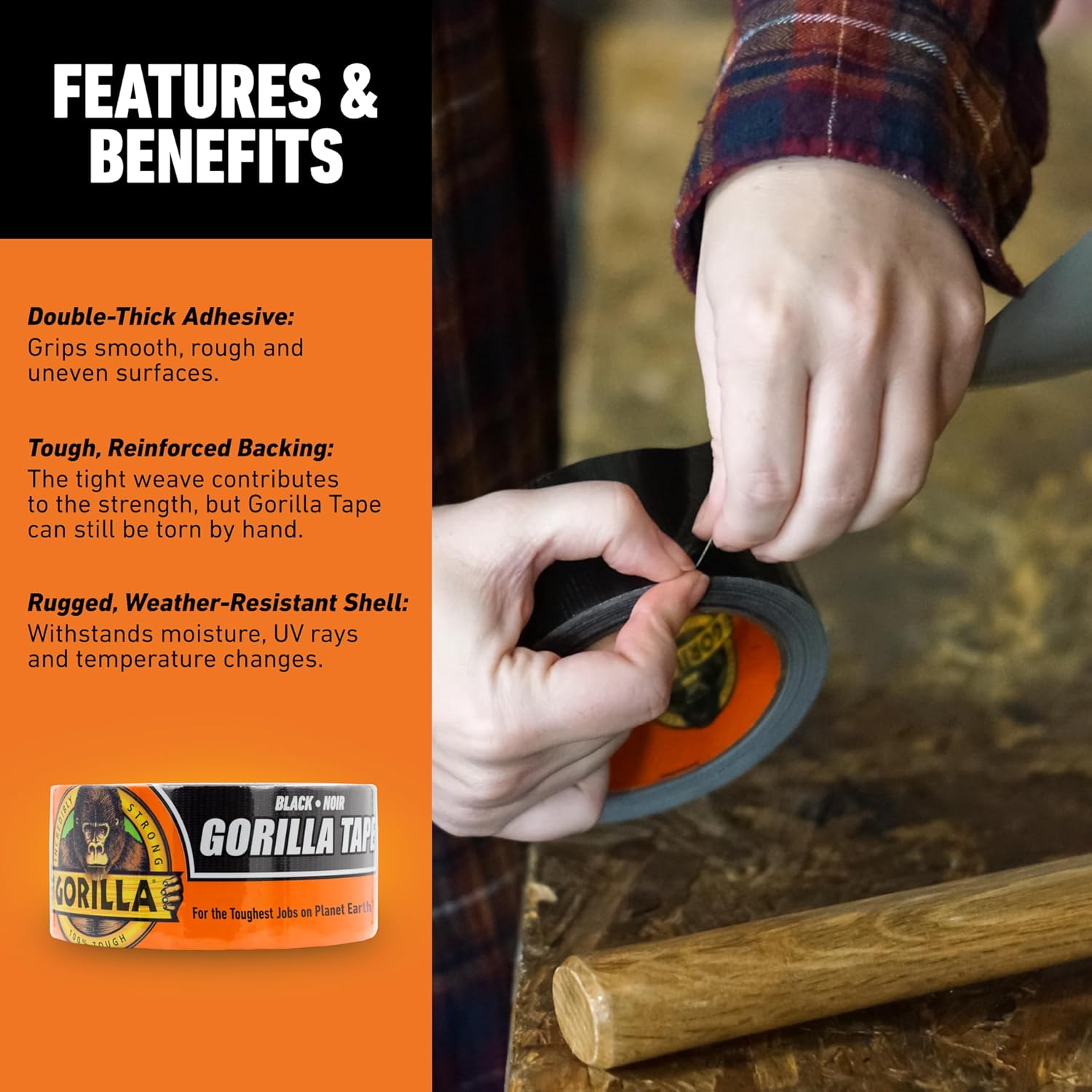 Gorilla Tape - Triple-Layer Duct Tape for Outdoor Use