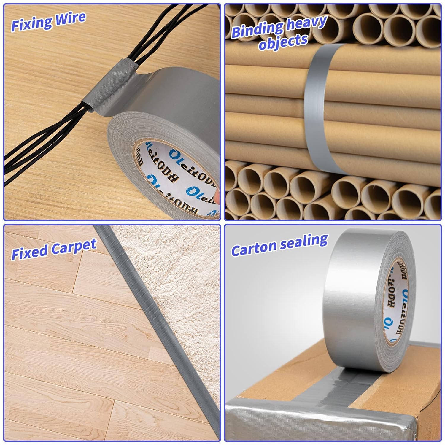 Oleitodh Silver Heavy Duty Duct Tape Bulk 12 Pack Waterproof Tearable Durable