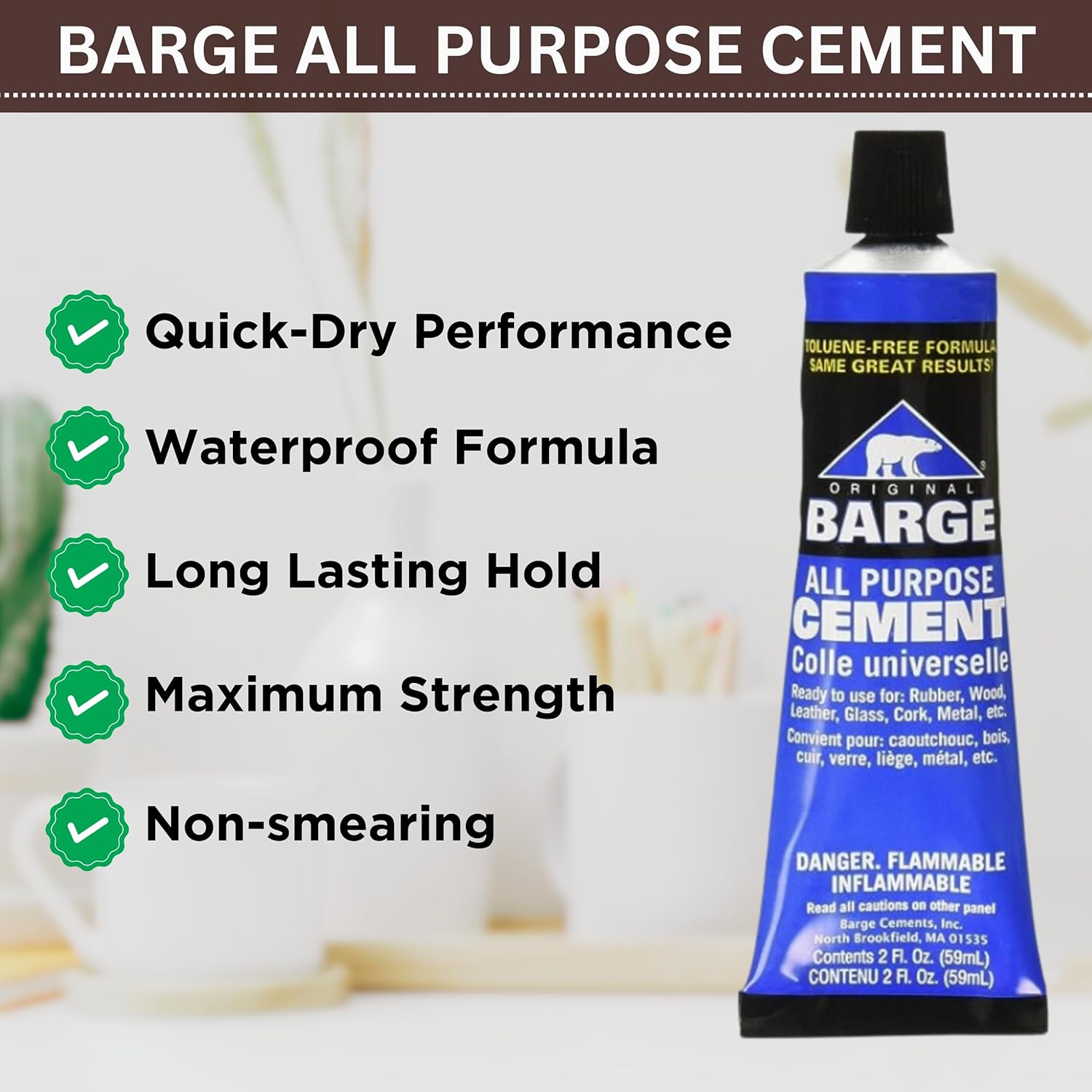 Barge Contact Cement Adhesive Set All Purpose Quick Dry Water Resistant 2oz 5PCS