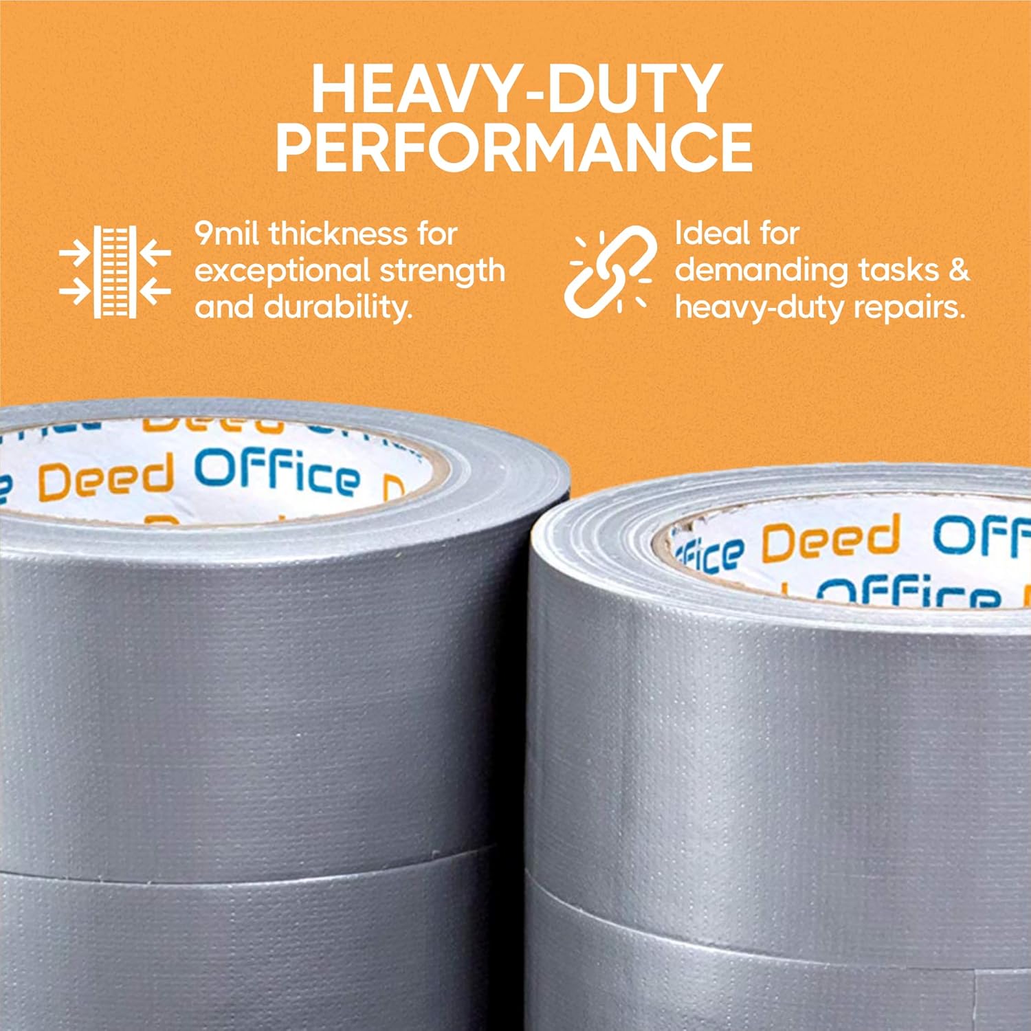 Office Deed 12-Roll Heavy Duty Duct Tape Bulk Pack 360 Yards