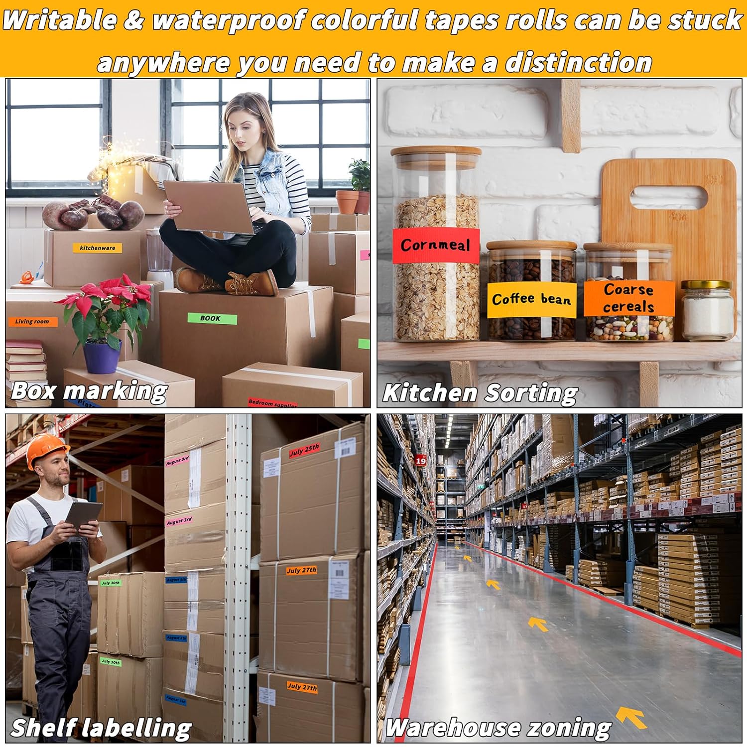 6-Pack Durable Orange Duct Tape Heavy Duty Waterproof