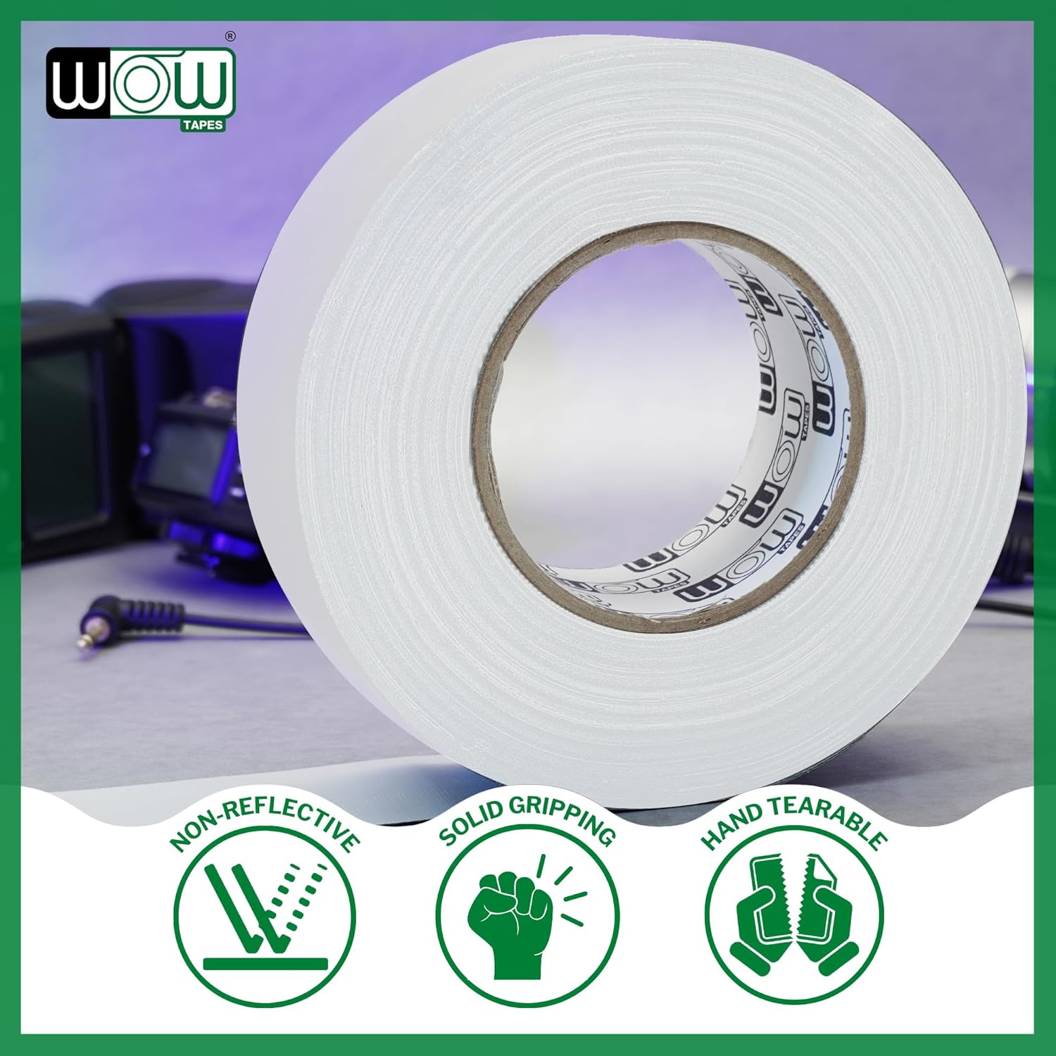 Wow Gaffers Tape 2 Inch White - 50 Yards Pack of 6