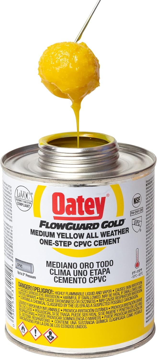 Oatey 31913 Contact Cements Strong Reliable for Pipe Connections