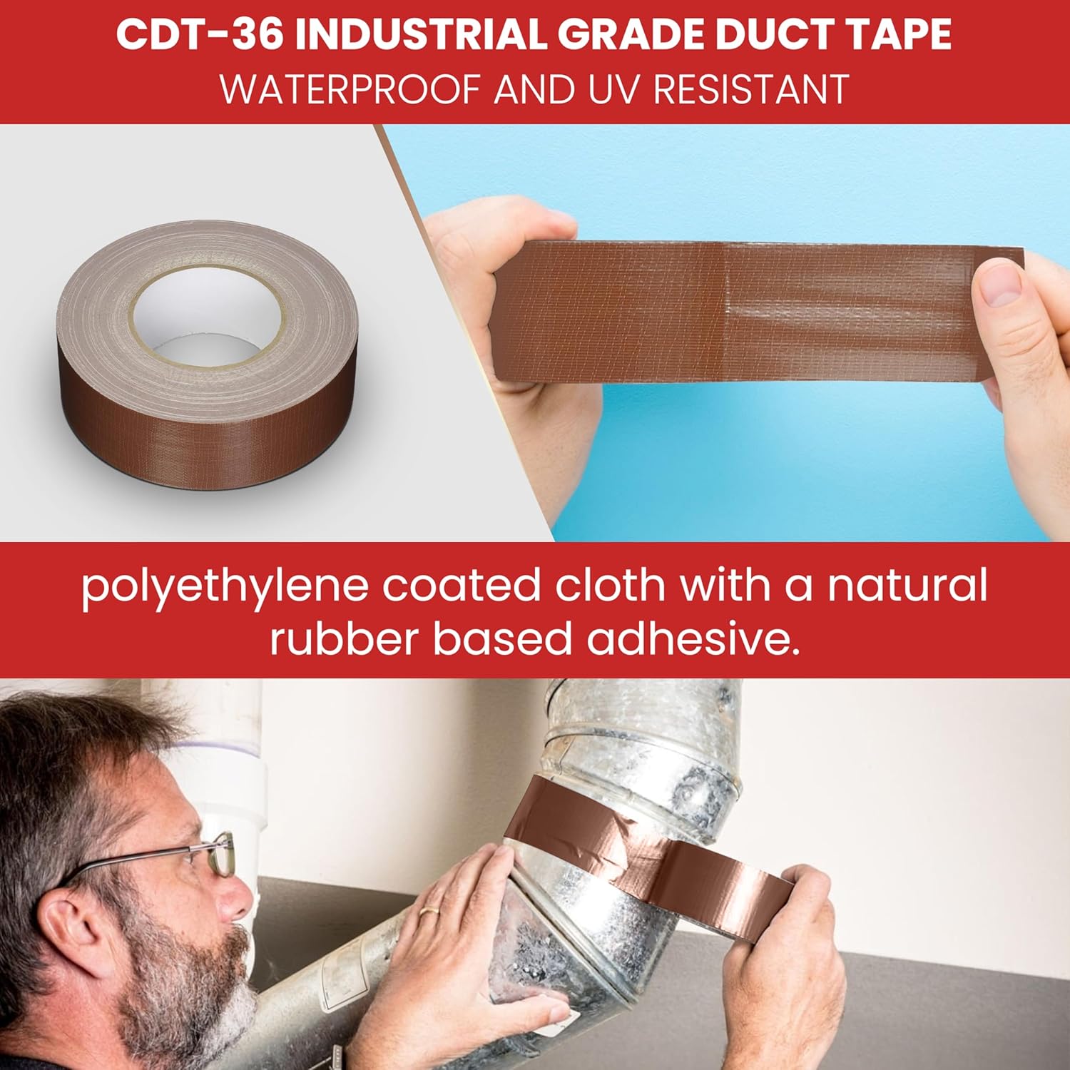 Sealing and Seaming Duct Tape - 2 x 60Yd burgundy Durable Waterproof