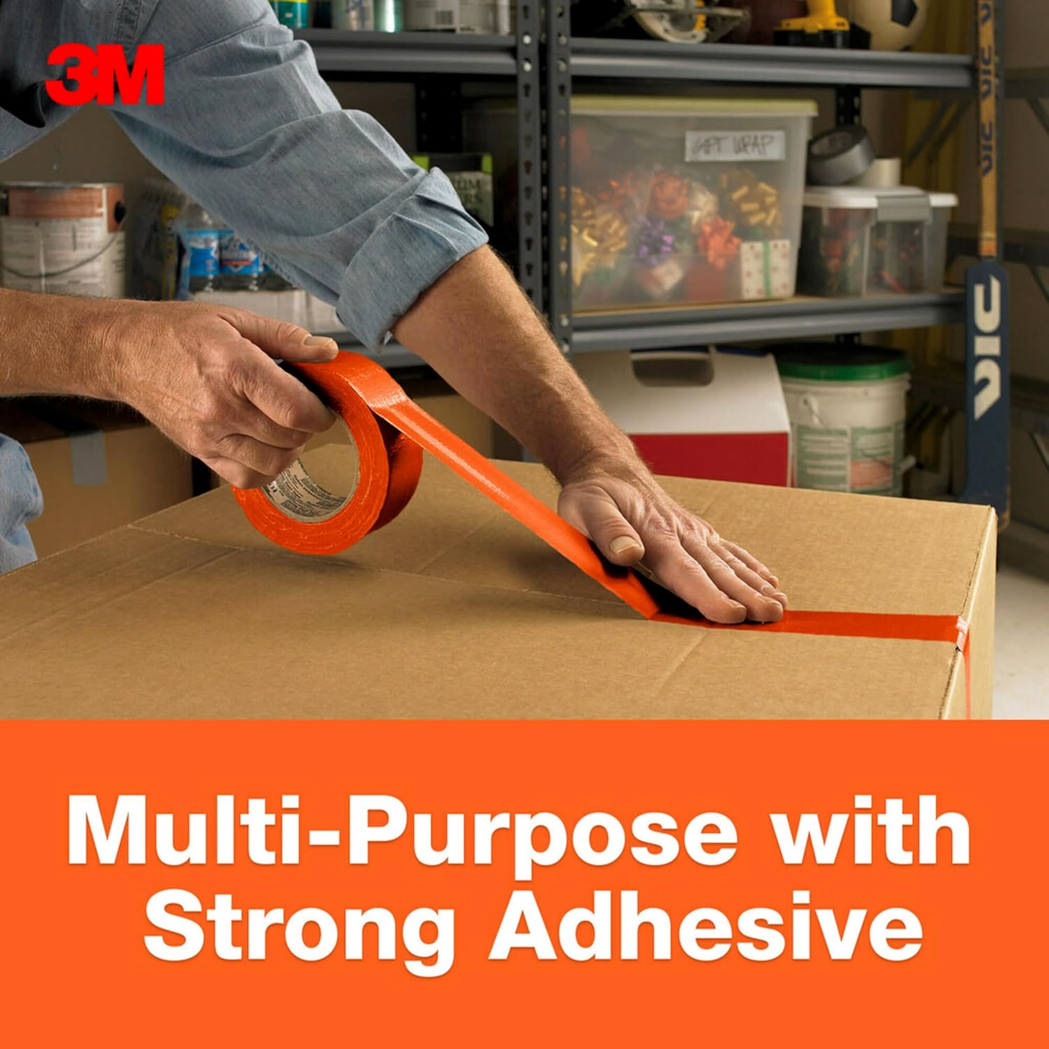3M Multi-Use Orange Duct Tape 188x20Yards Strong Adhesive Water-Resistant
