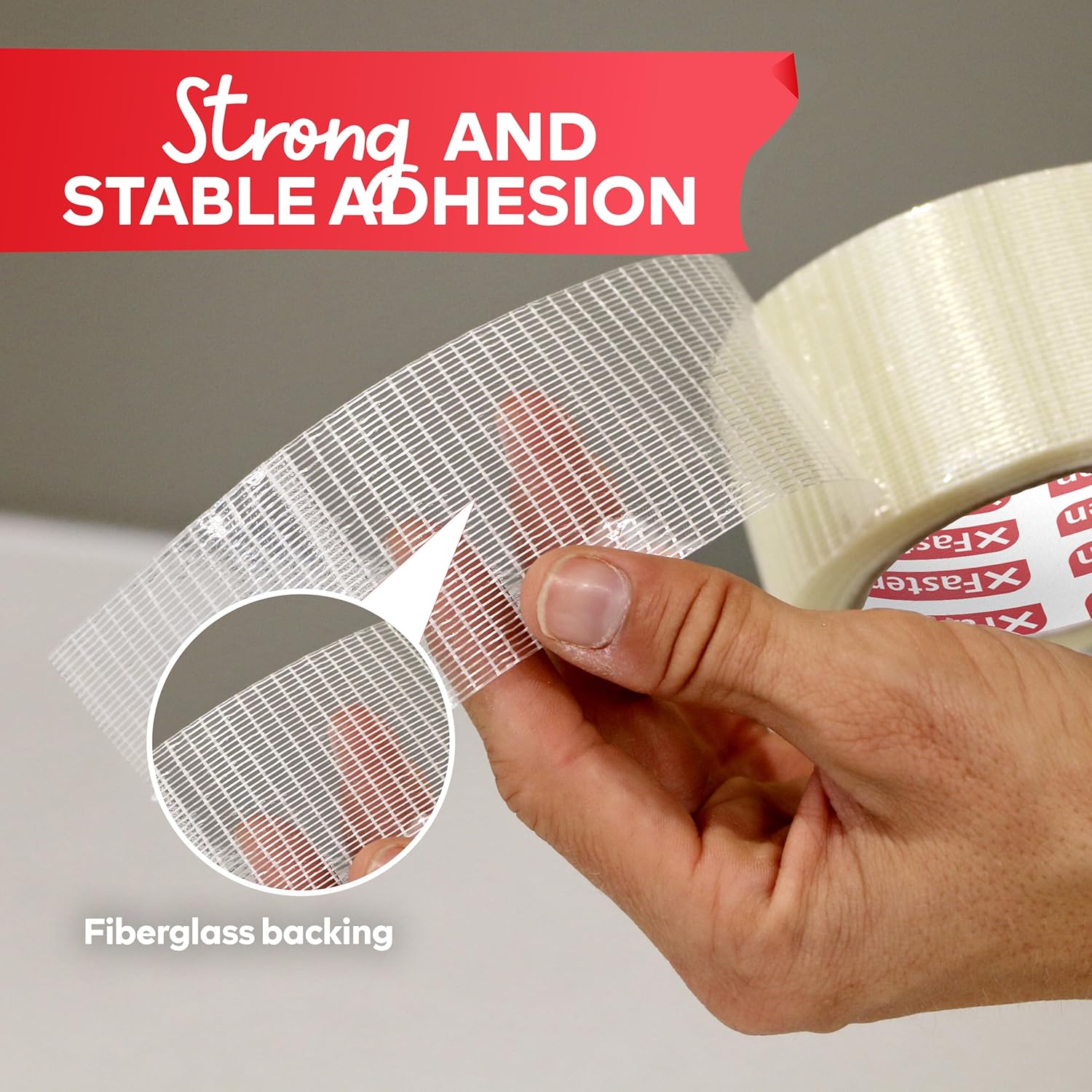 XFasten Filament Duct Tape 2 in x 30 yd Transparent Fiberglass Reinforced