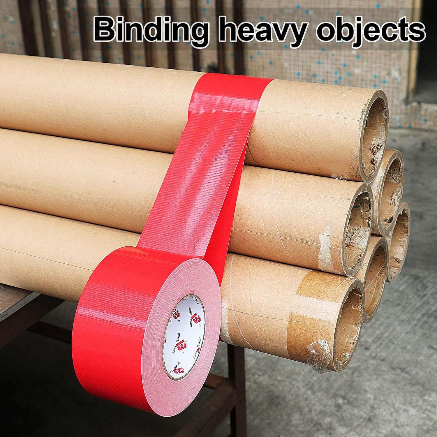 BOMEI PACK 3-Inch Red Duct Tape Industrial-Strength Waterproof and Durable