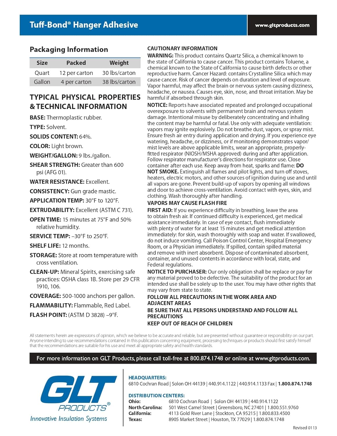 Professional Tuff-Bond Insulation Hanger Adhesive Easy to Use in Harsh Conditions