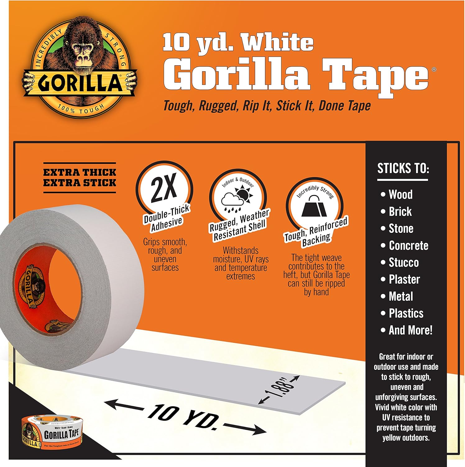 Gorilla White Duct Tape 10 yd