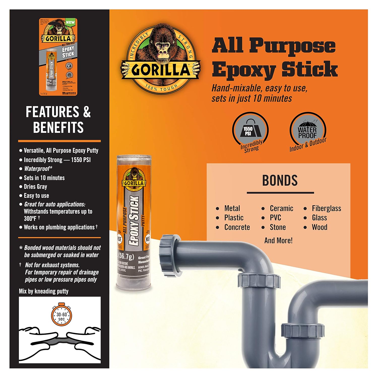 Gorilla All Purpose Epoxy Putty Stick