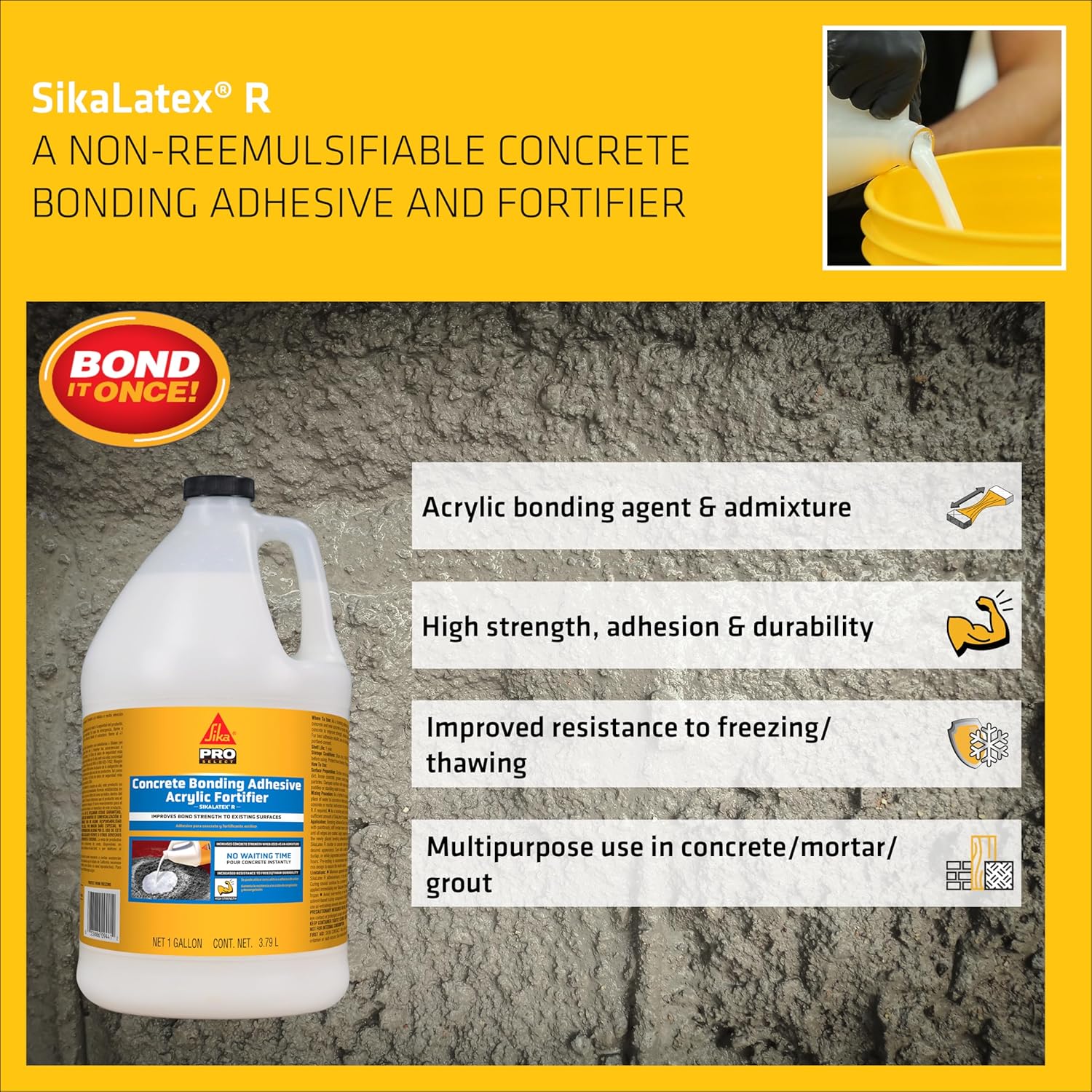 Sika Latex R - Concrete Adhesive Glue - Strengthens Bonds and Climbs High