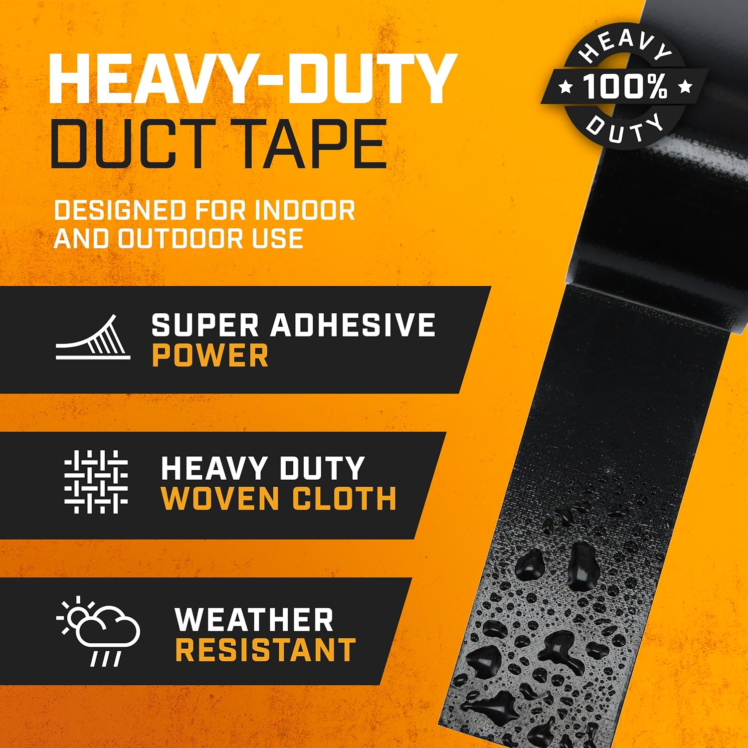 Lockport 2in x 60yd Black Duct Tape Heavy Duty Waterproof No Residue