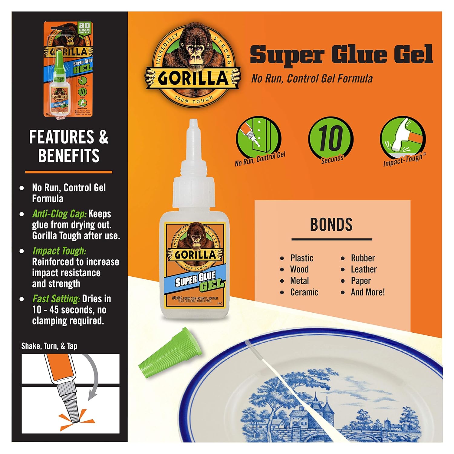 Gorilla Super Glue Gel Clear 20g Pack of 1