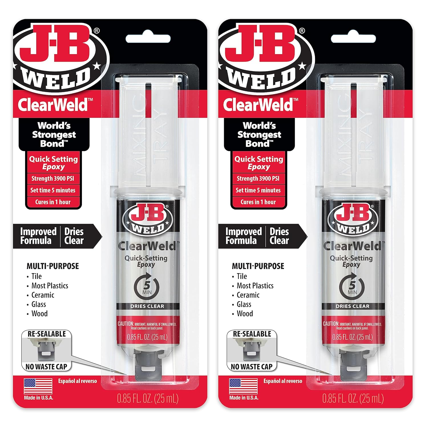 J-B Weld ClearWeld 5-Minute Epoxy 2-Pack